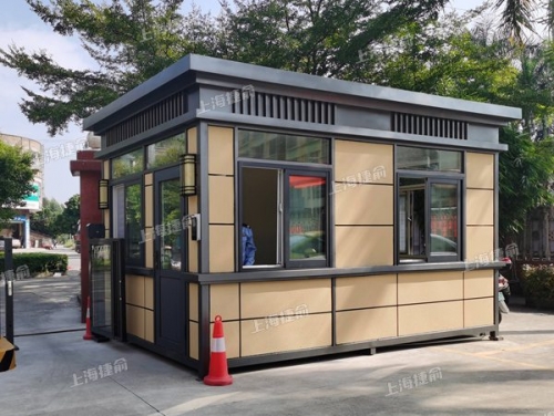 真石漆岗亭生产 小区门卫值班室成品钢结构保安亭